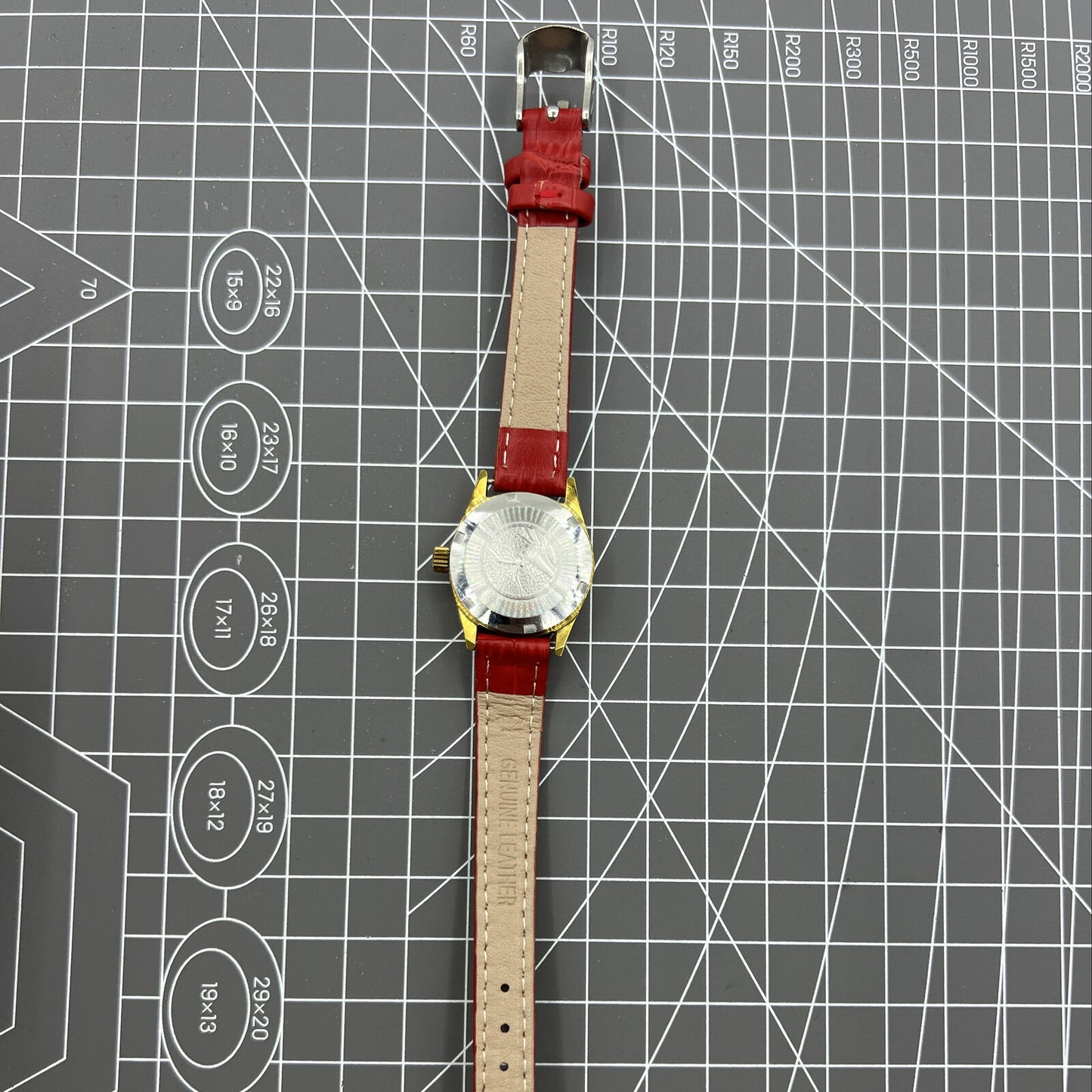 Seagull lady watch with golden dial, 19-jewel manual mechanical movement, Tianjin-made timepiece.