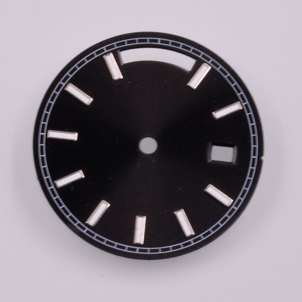 28.5mm green lumed black dial with silver trim for Seagull ST1644 watch movement