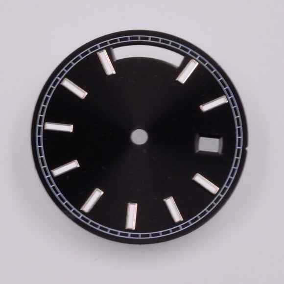 28.5mm Green Lume Silver Trim Nail Black Watch Dial for Seagull ST1644 Movement