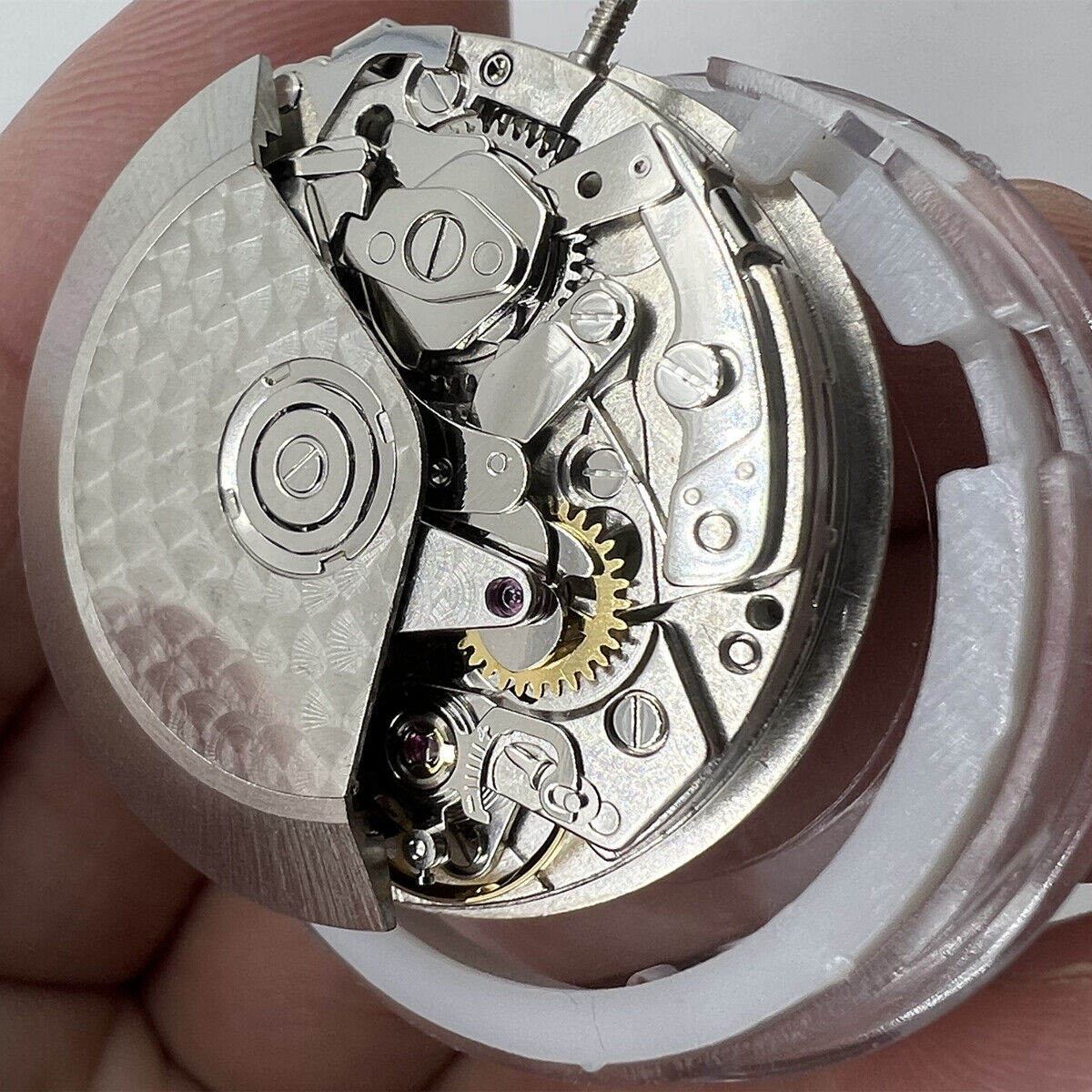 Asian 7750 automatic chronograph movement with ETA 7753 layout, small seconds at 6 o'clock, precision watch part.