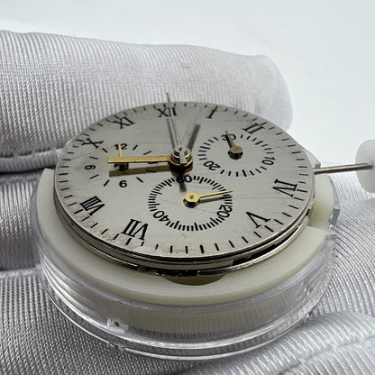 Close-up of Precision-engineered 7753 mechanical movement clone for Daytona watch by China manufacturer.