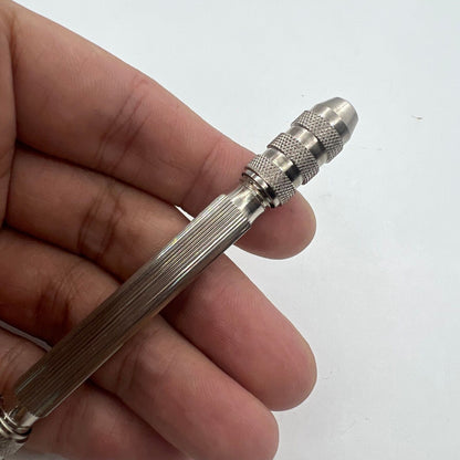 Swiss Bergeon 5679 Pin Vice watchmaker tool with adjustable openings for precise watch repair and assembly.