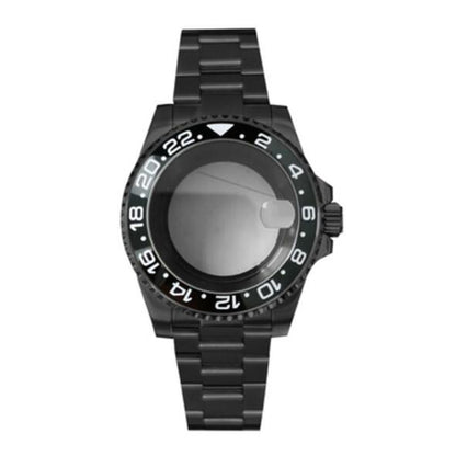 PVD black SUB watch case and strap, 40mm sapphire glass, 5ATM waterproof, compatible with NH35/NH36 movements.