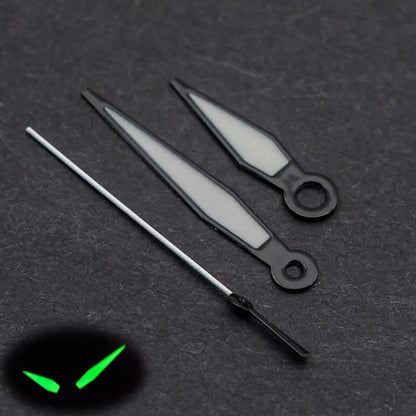 15mm Black Trim Green Luminous Watch Hands Set Fit for NH35/NH36 Movement