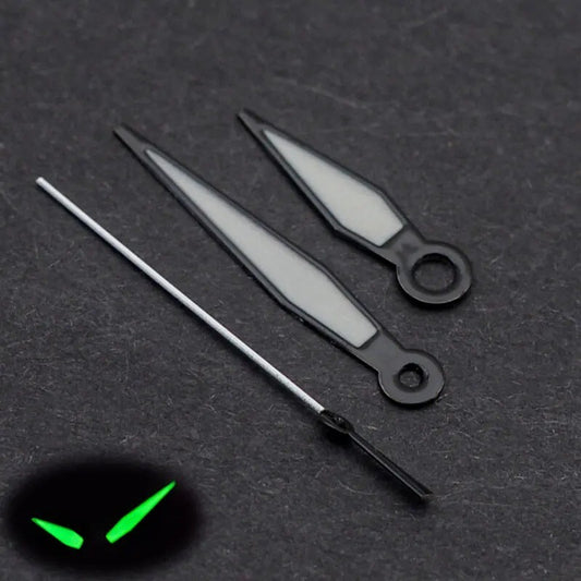 15mm Black Trim Green Luminous Watch Hands Set Fit for NH35/NH36 Movement