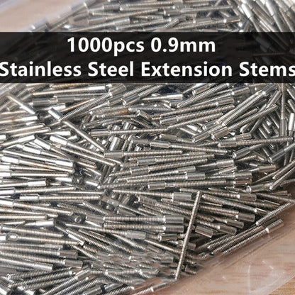 1 000 tiges d'extension en acier inoxydable de 0,9 mm pour réparation de montres. 