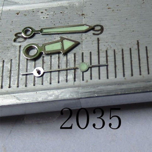 Aiguille de montre en forme de flèche avec finition argentée et luminescente verte pour Miyota 2035, 2115, 2105 et 2305