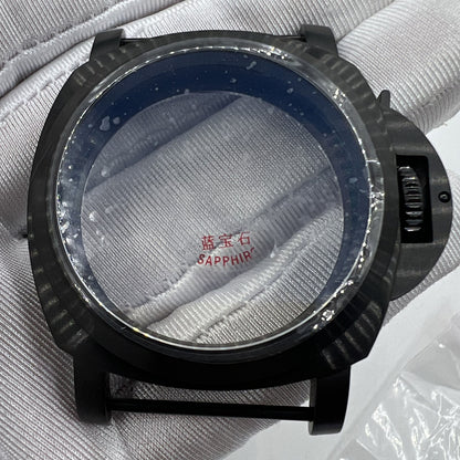 44mm black sapphire watch case by Seagull, compatible with ST3600, ST3621, ETA 6497, 6498 models. Durable steel.