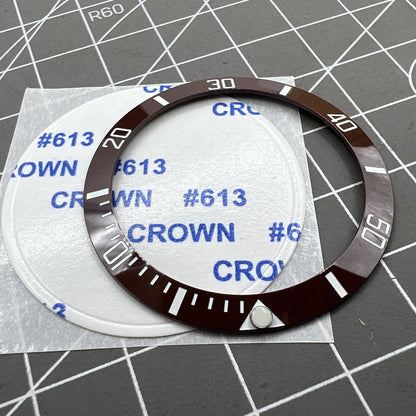 38mm Uhr Lünette Keramik Grün Leuchtend Hang Braun Ring Silber Schrift 