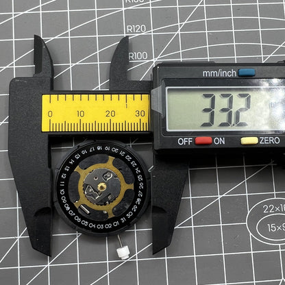ISA 2334 black dial quartz watch movement by ISA, precise replacement for ISA 2334/1035 models, ideal for watch repairs.