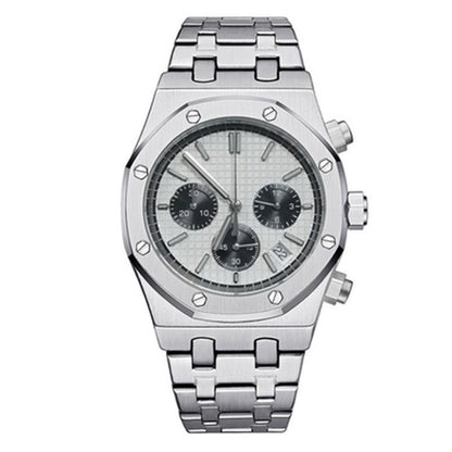 41MM stainless steel watch case and strap with VK63 movement and scratch-resistant sapphire glass.