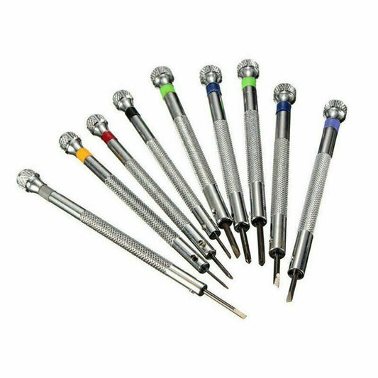 Schraubendreher-Set mit 9 Schlitzschraubendrehern mit flacher Klinge, Größe 0,6 mm – 2,0 mm 