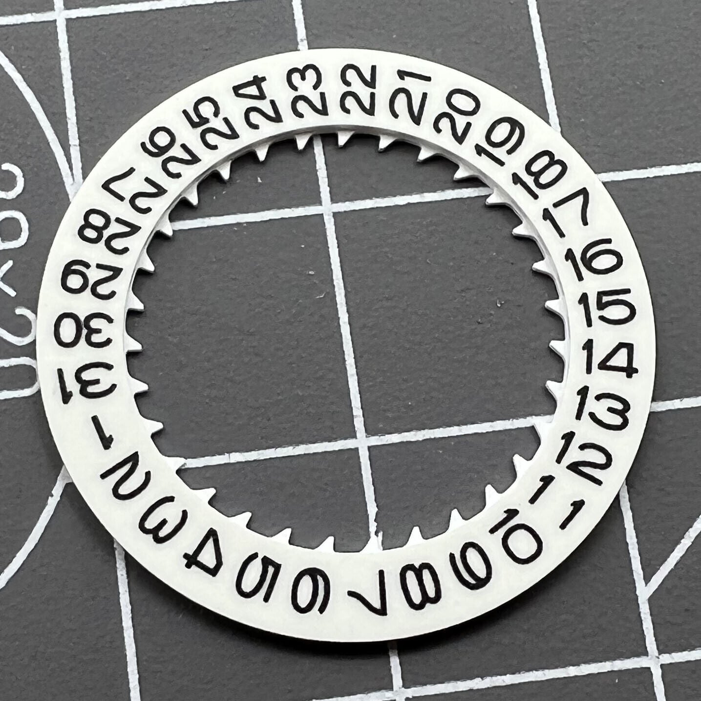 Luminous date disk wheel for NH35 movement watches, showing date at 3 o'clock - high precision accessory.
