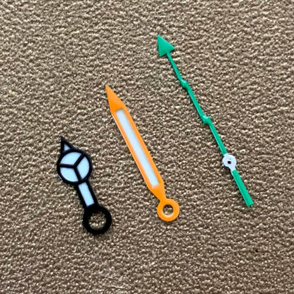 Blue luminous watch hands set featuring lightning-style second hand for NH35 NH36 movement.