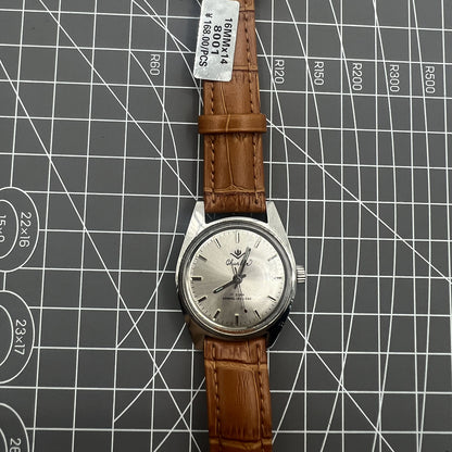 Chunlan 32mm manual watch with silver dial and precise 17 jewel mechanical movement.