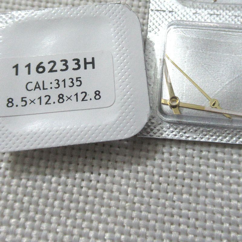 High Pinion 116233H watch hands set for 3135 movement with classic hour, minute, and second hands.
