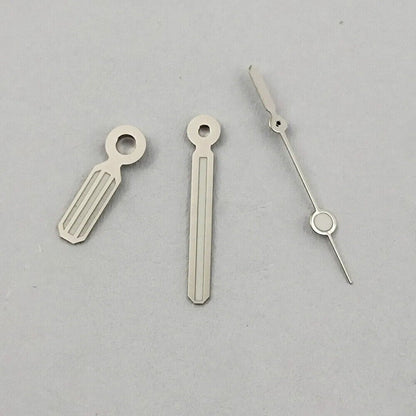 Silver luminous watch hands with trim for Miyota 8205 8215 821A 2813 3804 movements, perfect for accurate timekeeping.