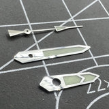 12.5mm Green Lume Silver Trim Arrow Shape Watch Hands for NH35/36 Movement