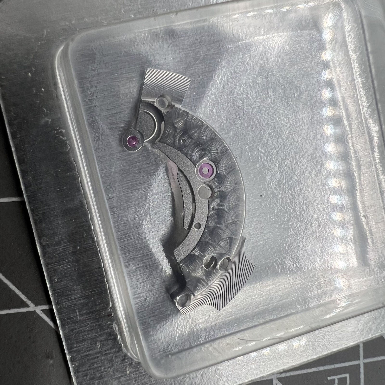 Silver upper bridge splint for ETA2892A2 watch movement, precision fit replacement accessory.