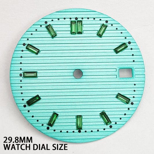 29.8mm green gemstone watch dial for NH35 movement, perfect for stylish watch accessories.