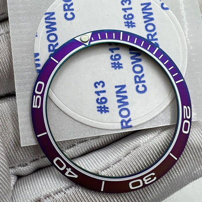 38 mm/30,5 mm Uhrenlünetteneinsatz, matt, Regenbogenblau, goldenes Aluminium-Uhrenteil