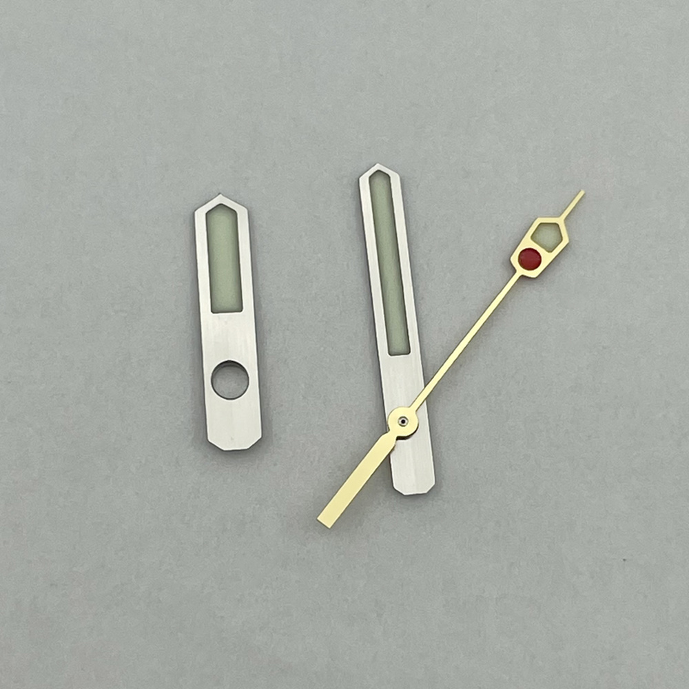 Green luminous watch hands set for SPB153J1 by P1-7-B, compatible with NH35/36/4R/6R movement, ideal for watch repairs.