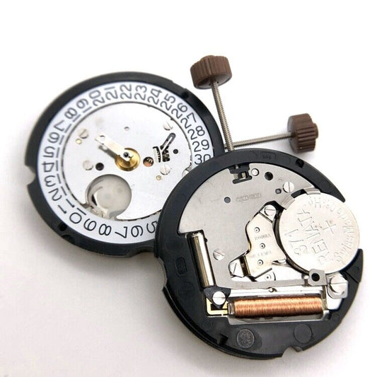 Ronda 505 quartz watch movement with date display at 3 o'clock, precision timekeeping accessory.