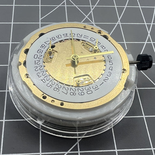 Swiss ETA 251.372 golden quartz watch movement, precision engineering, Swiss made for luxury timepieces.