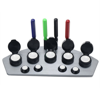 Black/White Oil Cups Stand In Die-cast Alloy 5 Containers Watch Repair Oiler Pen