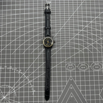 27mm Tianjin Seagull ladies watch with manual mechanical movement and golden nail markers.