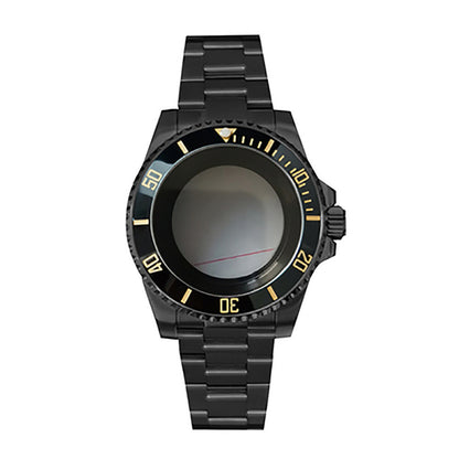 Boîtier de montre 40 mm avec bracelet en acier inoxydable noir PVD et verre saphir pour NH35/NH36 