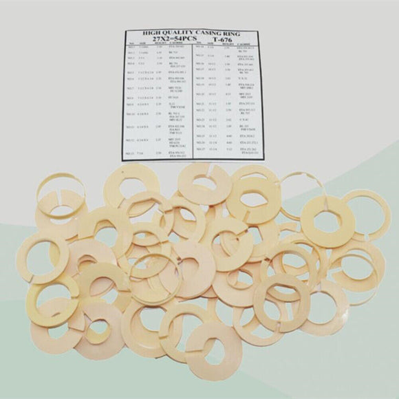 27 Sizes High Quality Ivory Movement Casing Ring Watch Parts Repair 54pcs