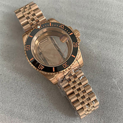 40 mm goldenes Uhrengehäuse-Armband für NH35/36-Uhrwerk, modifiziertes Saphirglas 