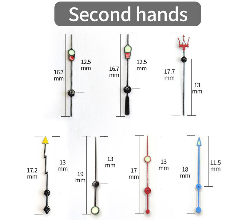 Luminous green watch hands set for NH35/NH36 movement, perfect for precise watch repairs.