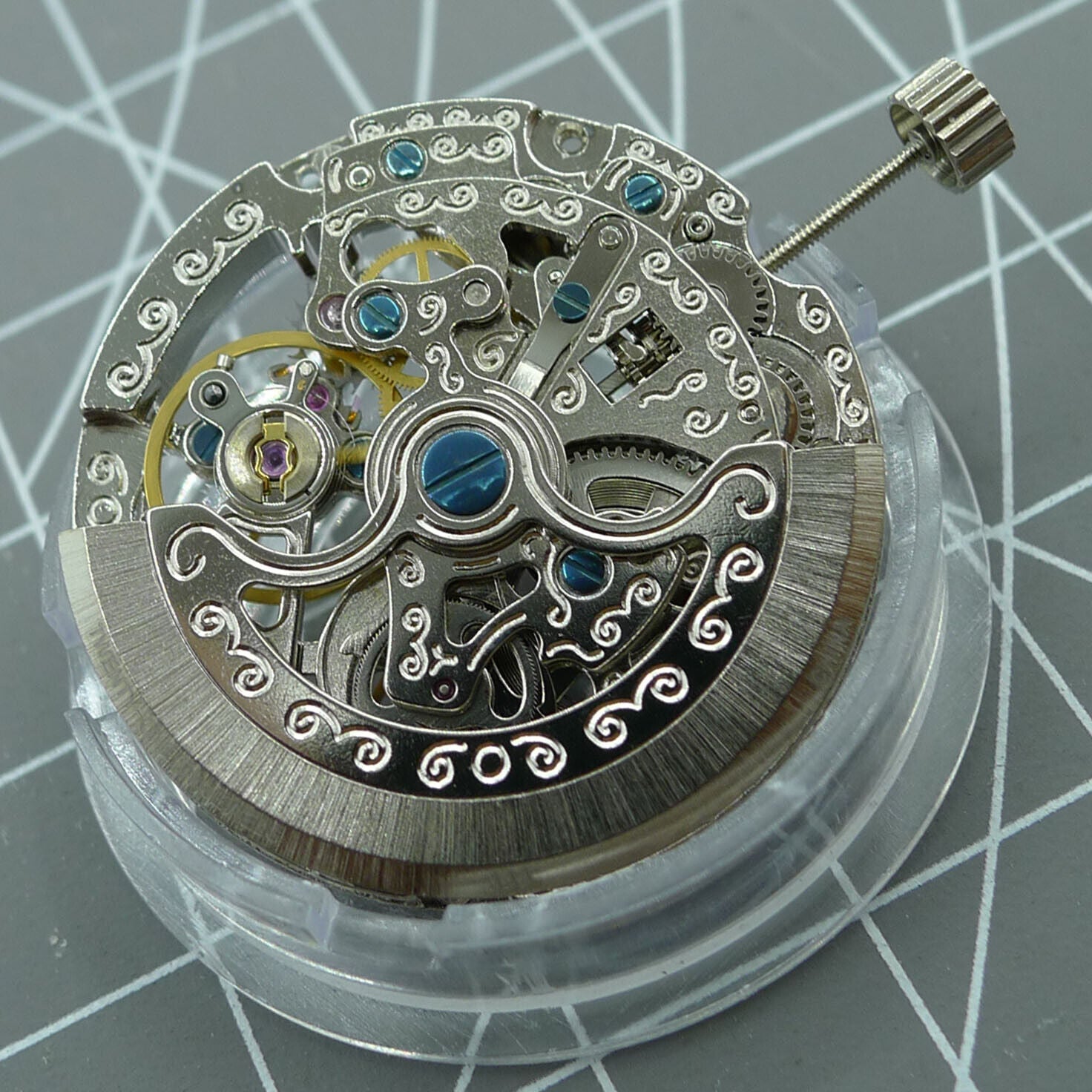 TY2807 skeleton automatic watch movement, T16 replacement part for precise mechanical timekeeping by TYBrand