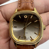 32mm Shanghai Manual Mechanical Watch Golden Nail Brown Dial Octagonal Case