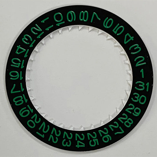 Green font date disk wheel with black background for NH35 watch movement.