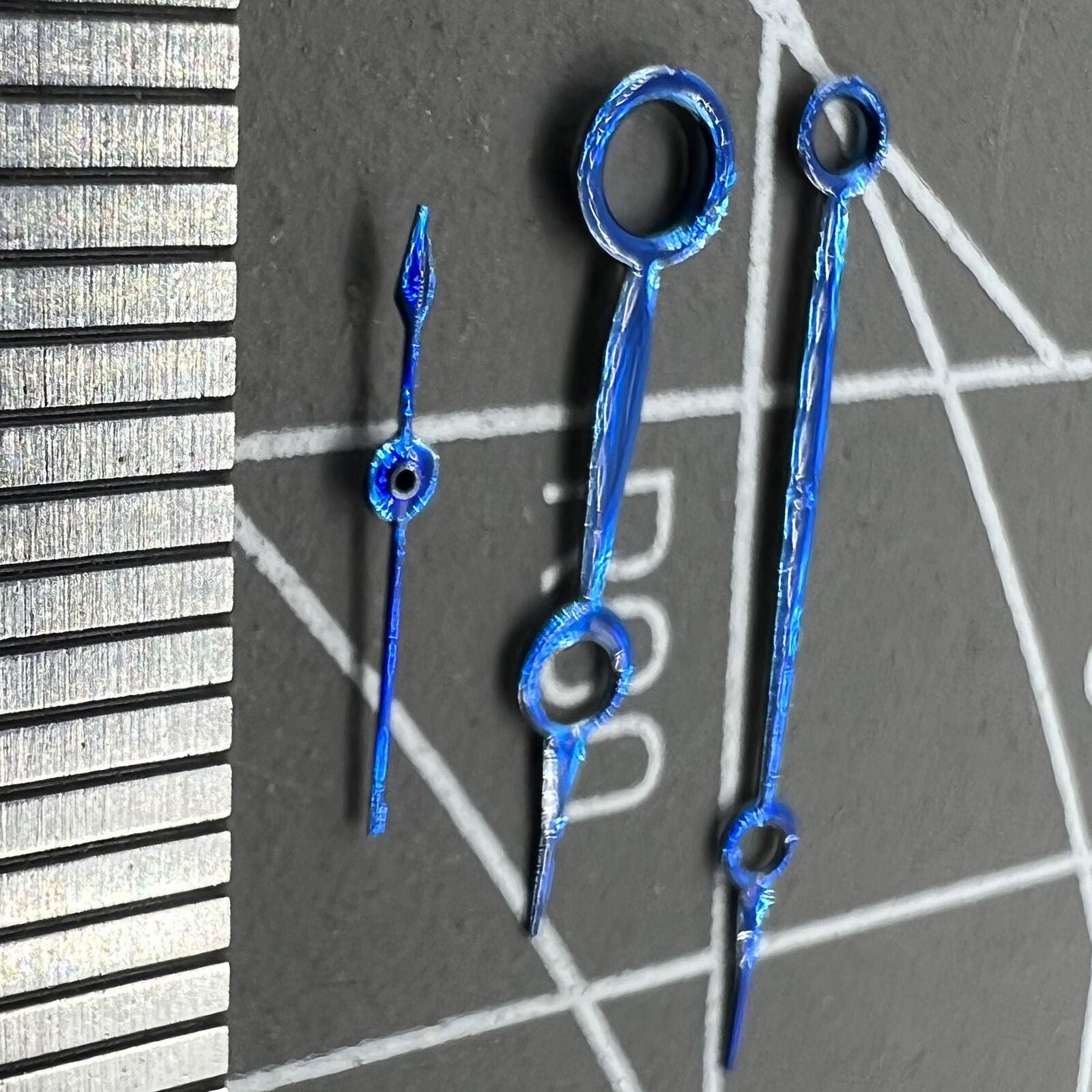 No Lume navy blue watch hands for Seagull ST3600, ST3621, ETA6497, ETA6498 mechanical movements.