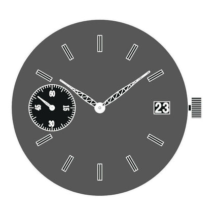 Seagull ST2555 automatic watch movement with small second at 9H, perlage finish, precision engineered for durability.