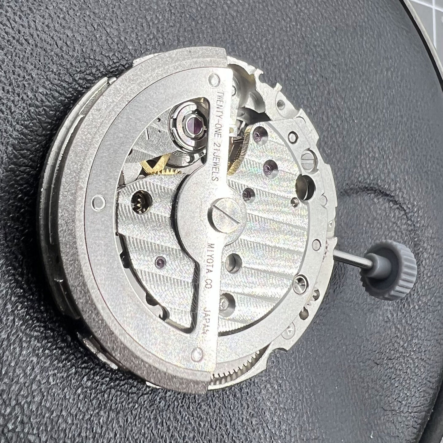 Miyota 8217 automatic watch movement with small second at 9, Japan-made precision mechanism for accessories.