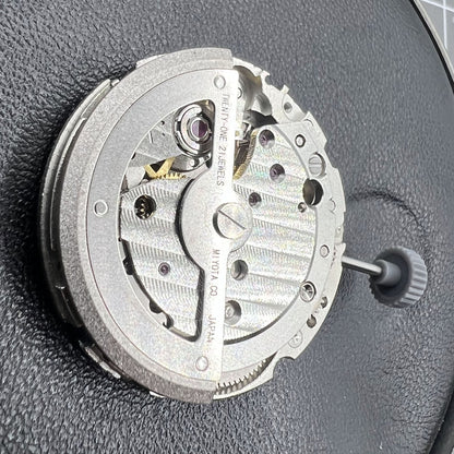 Miyota 8217 automatic watch movement with small second at 9, Japan-made precision mechanism for accessories.