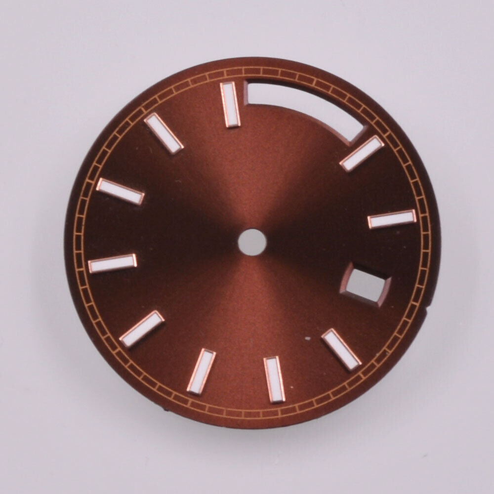 28.5mm green lume watch dial with golden trim and brown base for Seagull ST1644 movement.