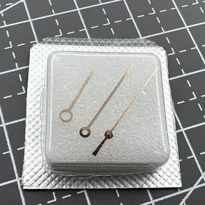 Ros�gold watch hand set 14.5mm with three hands, compatible with ETA 2892 movement, elegant finish.