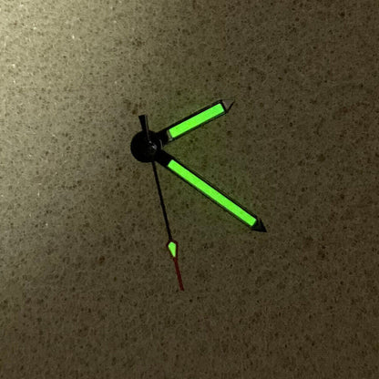 Green luminous 3-hand watch set with black trim, compatible with NH35/NH36/4R36 movements.