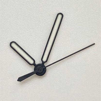 Set of 3 green luminous watch hands with black trim for NH35 NH36 movements.