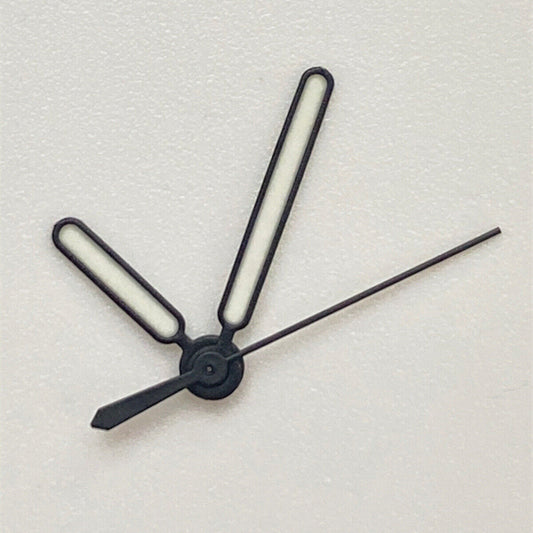 Set of 3 green luminous watch hands with black trim for NH35 NH36 movements.