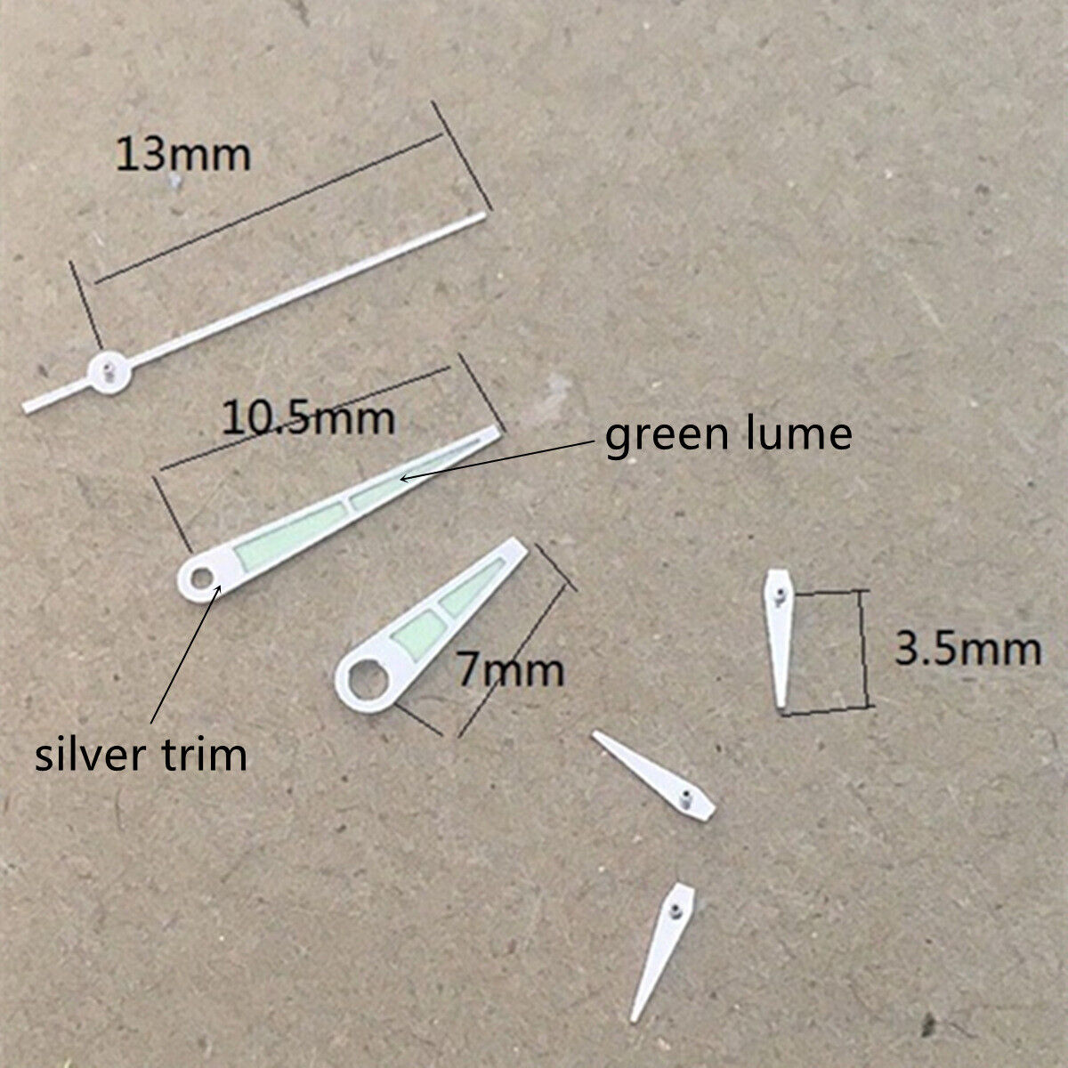 Green lume 3.5mm small second hand for Epson VD53 VD54 VD56 VD57 watch movements.
