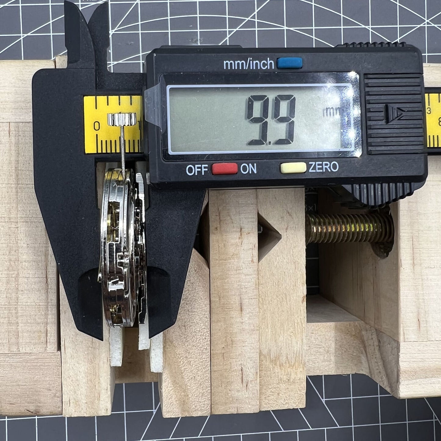 Close-up of Big D12 TL3303 dual balance wheel watch accessory highlighting mechanical movement.