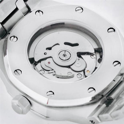 Montre mécanique pour homme 41 mm, boîtier en acier inoxydable + mouvement NH35, verre saphir 
