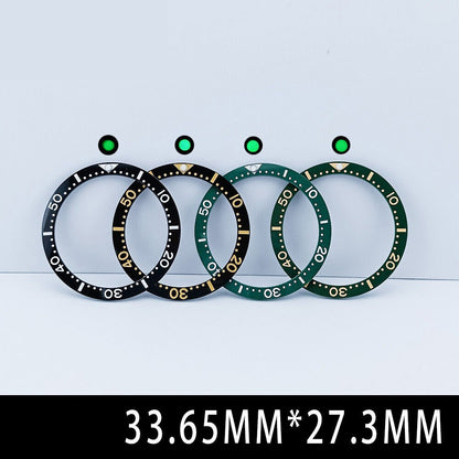 SUB 33.65x27.3mm flat ceramic watch bezel insert for women's watch customization.